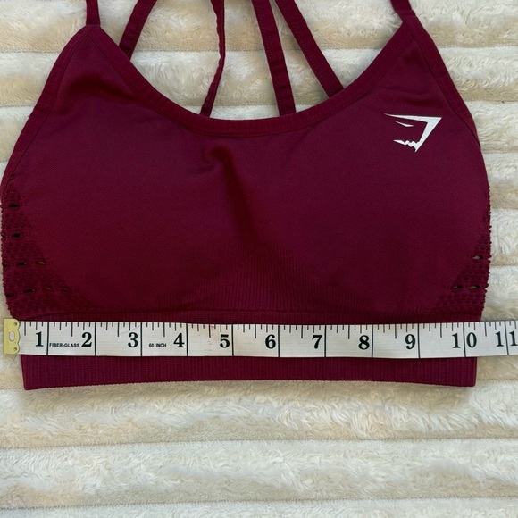 GYMSHARK Sports Bra Burgundy with Strappy Back XXS - Picture 7 of 8